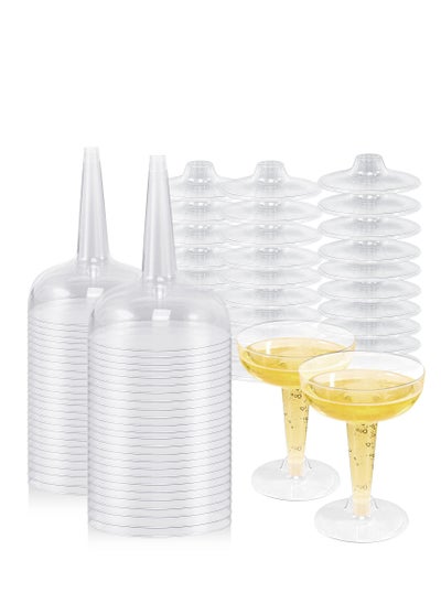 100 Pack Plastic Champagne Flutes, 5 Oz Clear Plastic Toasting Glasses,  Disposable Wedding Party Cocktail Cups 