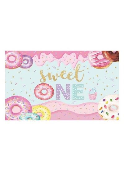 Buy Donut Sweet One Birthday Backdrop Blue Pink Gold Girl Princess Happy 1St Bady Party Decoration Donut Grow Up Kids Photoshoot Background Photography Banner For Pictures Photo Booth Prop in UAE