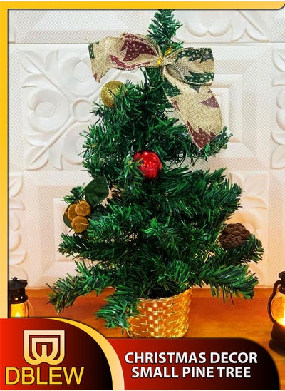 اشتري 40cm Mini Pine Christmas Tree Nordic Style Holiday Decor for Homes Hotels Offices Realistic PVC Durable and Versatile Festive Ornament Desktop Decoration في الامارات