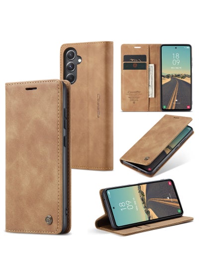 Buy For Samsung Galaxy S23 FE Cover,  Magnetic Adsorption Full Body Shockproof Protective Flip Cover, PU Leather Hidden Stand Mobile Phone Case in Saudi Arabia