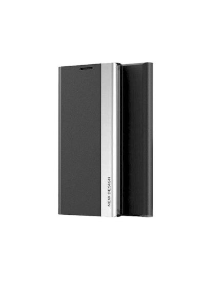 اشتري Magnetic cover, compatible with the Samsung Galaxy S24 Ultra, made of synthetic leather, with a foldable kickstand and Smart View technology, resistant to falls and shocks (black) في مصر