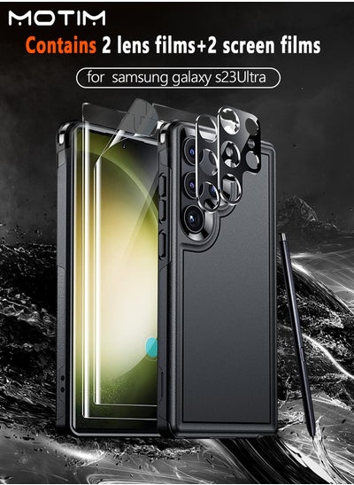 اشتري غطاء الهاتف متوافق مع Sumsung S23 Ultra 5 في 1 حماية من السقوط من الدرجة العسكرية مقاومة للصدمات Slim Galaxy S23 Ultra Phone Case 2 واقي شاشة 2 واقي عدسة الكاميرا في السعودية