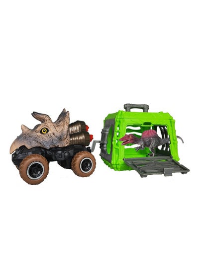 Buy Kids Toy Pull Back Dinosaur With Cage - Brown in Saudi Arabia