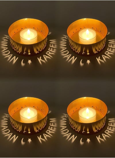 Buy 4 Pieces Projection Candle Holder Candle Holder Home Decoration Holiday Decoration Ramadan Kareem in Saudi Arabia