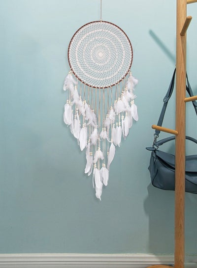 Buy White Feather Tassel Handwoven Dream Catcher For Decoration 40*100 cm in UAE