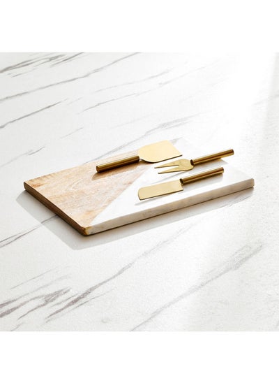 Buy Blanca Marble Cheese Knife Set With Serving Board in UAE