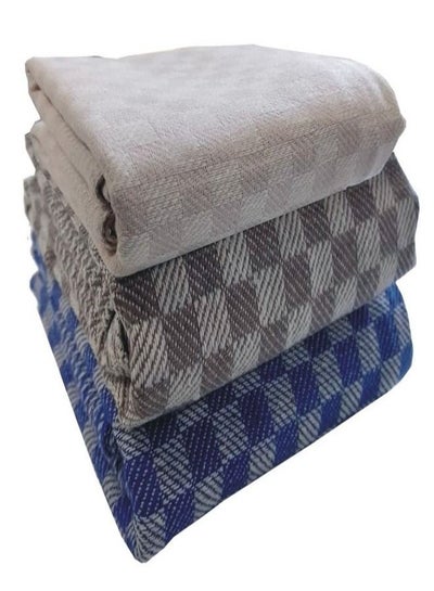 Buy Kitchen Towels 100% Cotton | Extra-Large Soft & Super Absorbent Kitchen Bar Tea Towels | (Pack of 3) Dish Cleaning Clothes (50cm x 100cm) in UAE