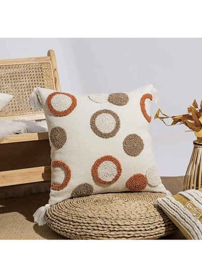 اشتري Dot Tufted Cotton Cushion Kd2390 - Grey&White 45X45 Cm في الامارات