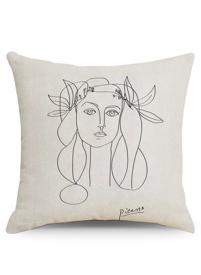 Buy Nordic abstract pattern linen material pillowcase pillow cover 45*45cm in Saudi Arabia