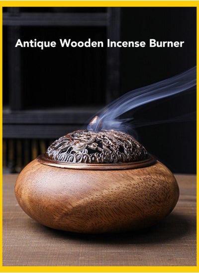 Buy Walnut Wood Incense Burner Incense Stick Holder, Mabkhara Bukhoor/Bakhoor Burner, Oud Charcoal Incense Holder Ash Catcher for Home Decor, Muslim Ramadan Eid, Meditation, Aromatherapy, Office in UAE