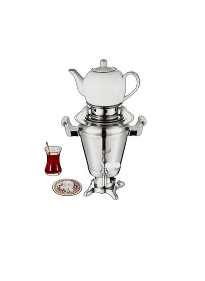 Buy Dallah Al Khaleej electric tea samovar silver 1500+600 ml in Saudi Arabia