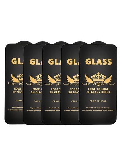 Buy G-Power 9H Tempered Glass Screen Protector Premium With Anti Scratch Layer And High Transparency For Iphone 12 Pro Set Of 5 Pack 6.1" - Black in Egypt