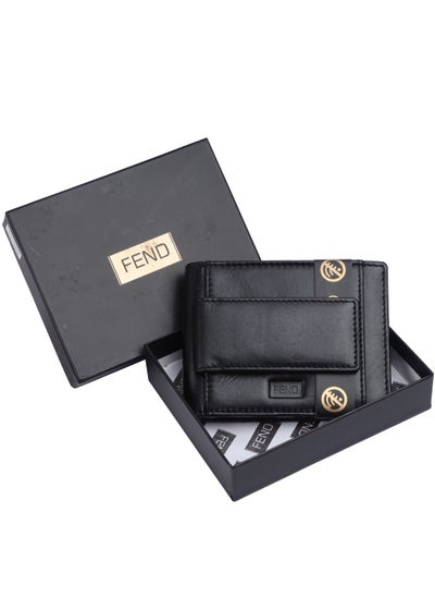 اشتري Fend Genuine Leather Card Holder Wallets with RFID Blocking for Men's and Women's Black في الامارات