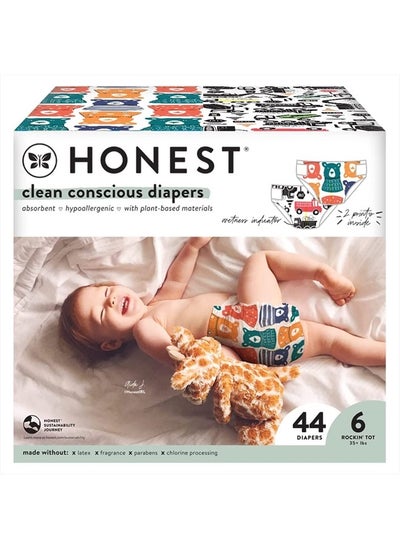 اشتري Clean Conscious Diapers | Plant-Based, Sustainable | Beary Cool + Big Trucks | Club Box, Size 6 (35+ lbs), 44 Count في الامارات