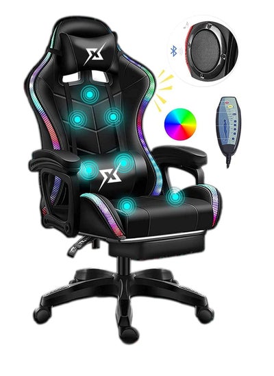 Buy COOLBABY Gaming Chair LED Light Racing Chair Ergonomic Office Massage Chair Lumbar Support and Adjustable Back Bench Bluetooth Speaker in UAE