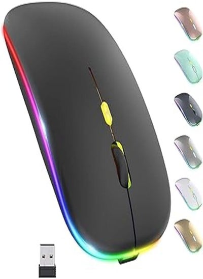 Buy Imice LED Wireless Mouse, Rechargeable Slim Silent 2.4G Portable Optical Office Mouse with USB & 3 Adjustable DPI for Notebook, PC, Laptop, Computer, Desktop (Black) in Egypt