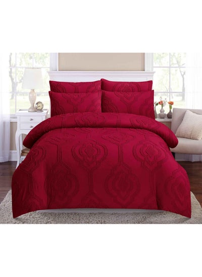 Buy COMFY KING SIZE 6PC COTTON SOFT & COMFORTABLE EMBROIDERED LUXURIOUS COMFORTER SET MAROON in UAE