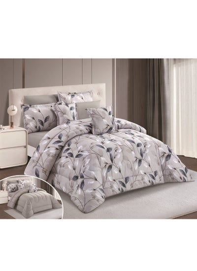 Buy 8 Piece Comforter Set Two Sided Microfiber Double King Size 240x260 in Saudi Arabia