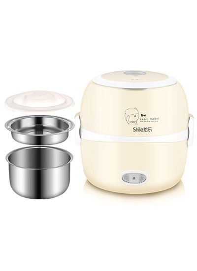 Buy Portable Electric Lunch Box Mini Rice Cooker Beige in UAE