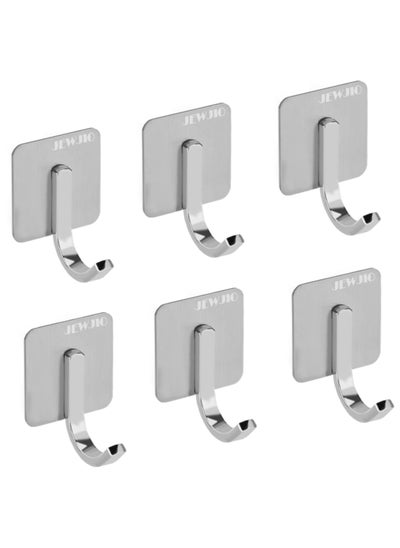 Buy Self Adhesive Hooks 6Packs Stainless Steel Adhesive Door Hooks Coat Hooks AntiRust Waterproof Sticky Hooks for Kitchen Bathroom Office Toilet No Drill Glue Needed in UAE