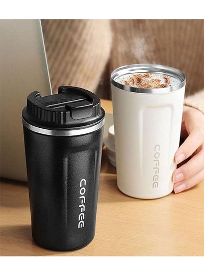 Buy Set of 2 Stainless Steel Coffee Insulated Thermal Cup Black and White in UAE