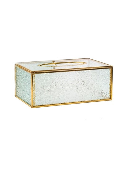Buy Tissue box of elegant golden transparent glass in Saudi Arabia