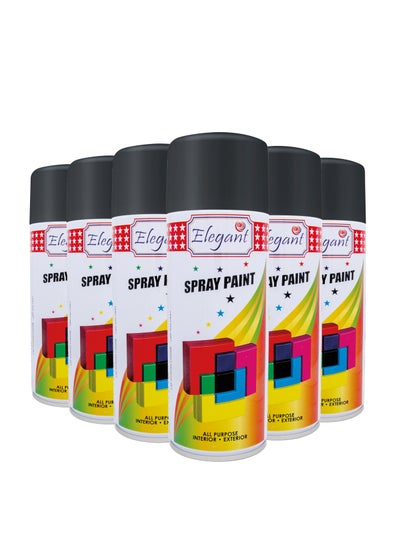 اشتري 6 Piece Spray Paint Set Matte Black 400ml في الامارات