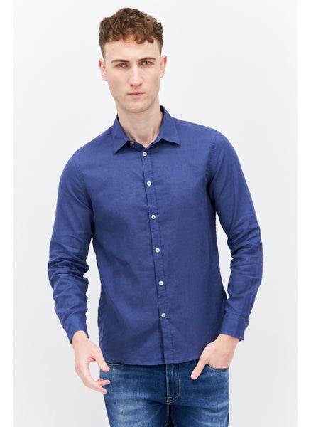 اشتري Men Regular Fit Solid Long Sleeve Casual Shirt, Blue في الامارات