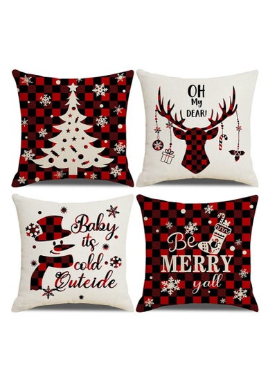 اشتري 4Pcs christmas pillow case pillow cover cushion cover for home decor 45*45cm في الامارات