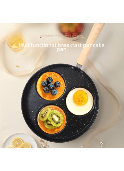 اشتري Cross-border Breakfast Mold Multi-functional Steak Egg Hamburger Pot Maifan Stone Non-stick Pan Three-hole Omelette Pan Black في الامارات