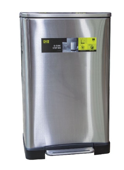 Buy E-Cube Fingerprint Resistant Stainless Steel Step Bin with Odor Control Silver 40 L EK9268MT in Saudi Arabia