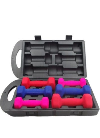 Buy 6 Piece Vinyl Coated Dumbbell set with case 0.5kgs x 2, 1kgs x 2, 1.5kgs x 2 in UAE