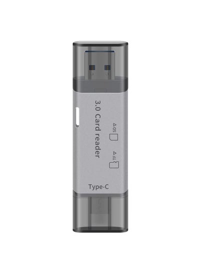 اشتري USB 3.0/Type-C Dual SD/TF Card Reader 5-in-1 Hub Silver Gray في السعودية