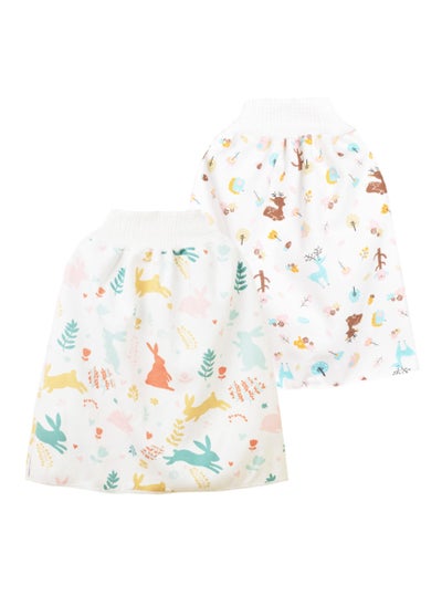 Buy 2 Pack Waterproof Cotton Diaper Skirt Shorts Comfy Breathable Potty Training Pants Anti Bed Wetting Clothes for 4-8 Year Old Baby Girls Boys in UAE