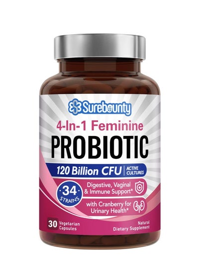 Buy 4-in-1 Feminine Probiotic, 120 Billion CFU + 34 Strains, 30 capsules in UAE