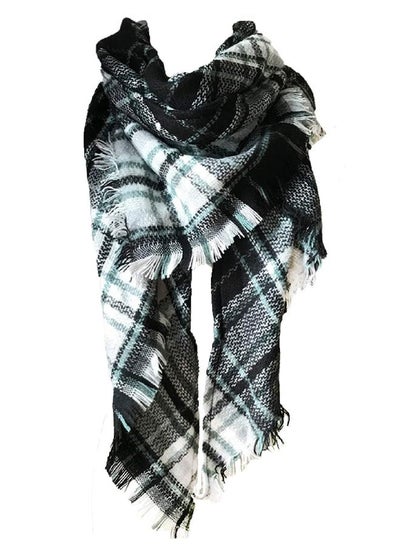 اشتري Wander Agio Women's Fashion Scaves Shawl Grid Winter Warm Plaid Scarf Fichu New Black White 26 في الامارات