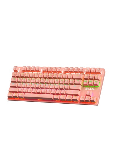 Buy 87 Keys Wired Mechanical Keyboard Mixed Light Pink in UAE