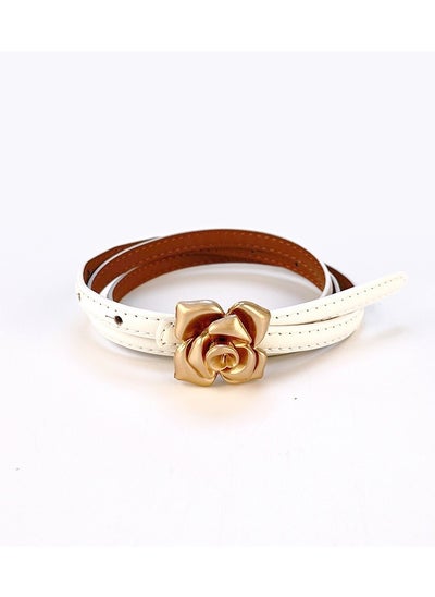 Buy New Rose Metal Buckle Fashion Versatile Genuine Leather Waist Slim Fit Casual Belt in Saudi Arabia