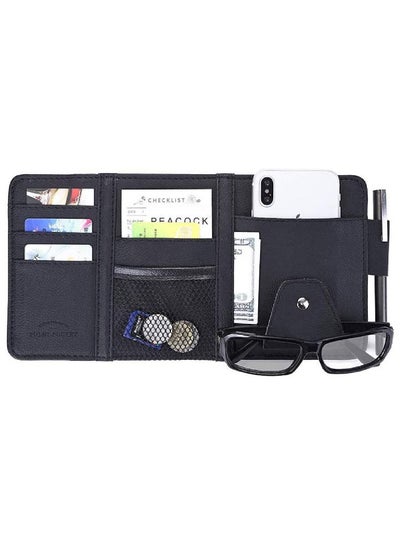 Buy Multi-function Car Sun Visor Space Organizer Storage & Holder of Card,Phone, Bag, Document,Pen (Black) in UAE