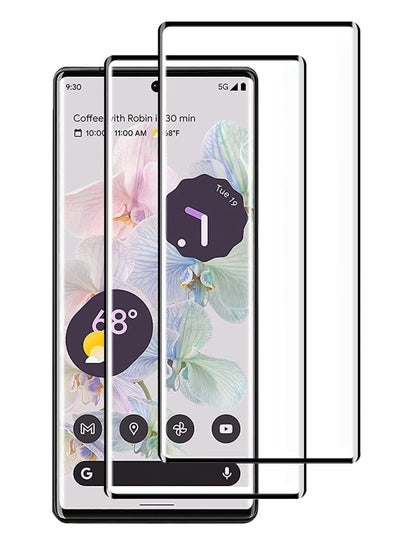 اشتري 2Pack for Google Pixel 6 Pro Screen Protector Anti-Scratch Curved Tempered Glass Clear HD Edge to Edge Full Coverage 9H Case Friendly Film 6.71 inch في الامارات