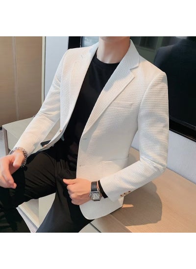 اشتري Mens Waffle Casual Blazer Slim Fit Autumn FashionX850 White X850 White في الامارات