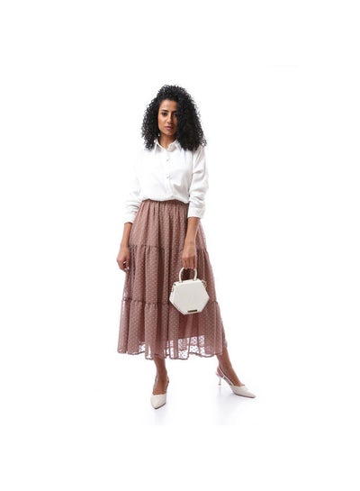 Buy Ankle-length Flowy Skirt - Taupe in Egypt
