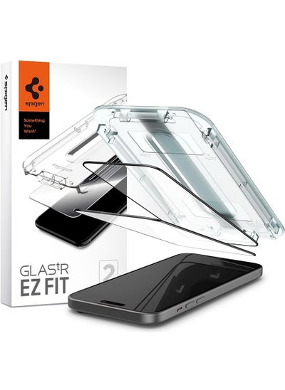 Buy Glastr Ez Fit [2 Pack] for iPhone 15 PLUS Screen Protector Premium Tempered Glass - Full Cover Edge to Edge in Saudi Arabia