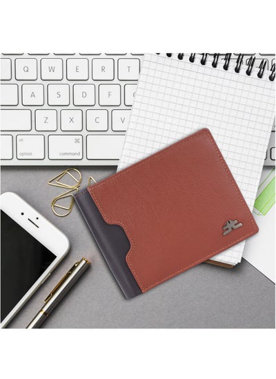 Buy Laveri Genuine Leather Designer Wallet With RFID Protection Brown And Black in UAE