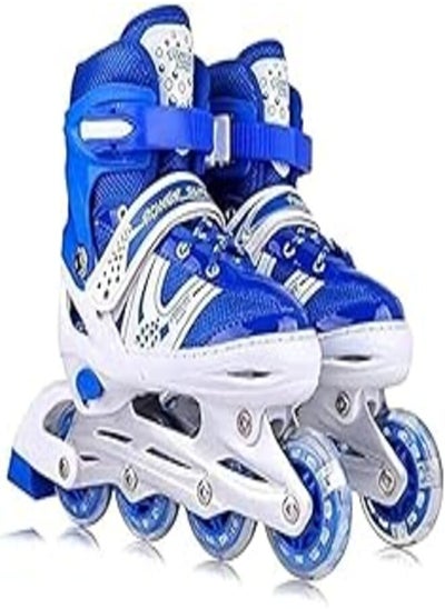 اشتري Generic Skating shoes single row - adjustable roller skate shoes, blue * white, 31:34 في مصر