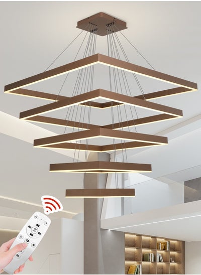 اشتري Modern LED Chandelier - 5 Ring Dimmable Light with Remote Control, 3-Dimmable Colors, Adjustable Height and Heat Dissipation - Perfect for Living Rooms, Bedrooms, and Staircases,288W في الامارات