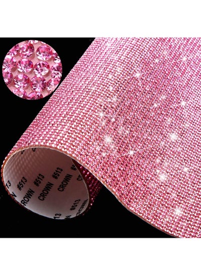 اشتري 12000 Pieces Bling Bling Rhinestone Sheet Rhinestones Sticker Diy Car Decoration Sticker Self Adhesive Glitter Rhinestones Crystal Gem Stickers For Car Decoration  9.4 X 7.9 Inch  Pink في الامارات