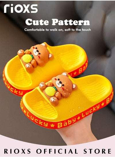 اشتري Unisex Kids Shower Cute Cartoon Slippers Boys Girls Non-Slip Soft Sole Open Toe Sandals Slippers For Bathroom Or Indoor Use في الامارات