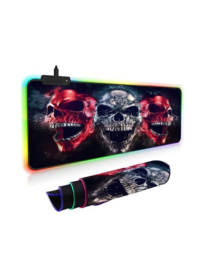 Buy Wisedeal Large Gaming Mouse Pad,Soft Oversized Glowing Led Desk Keyboard Mouse Mat, Anti-Slip Rubber Base, RGB XXL Mousepads, for Work & Gaming, Office & Home Computer Key Board Mousepad (Skull) in Egypt