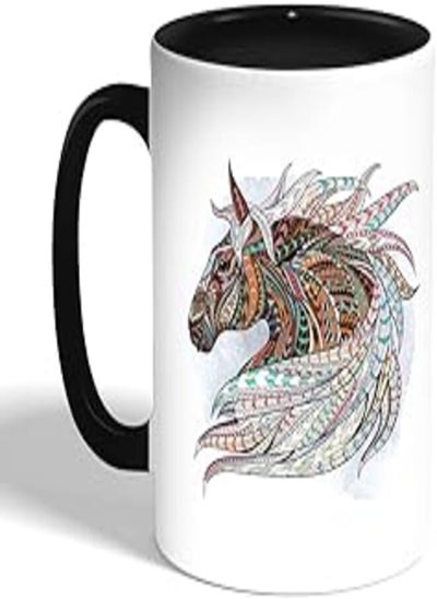 Buy Decalac Horse Drawing Printed Coffee Mug, Black, Ceramic in Egypt